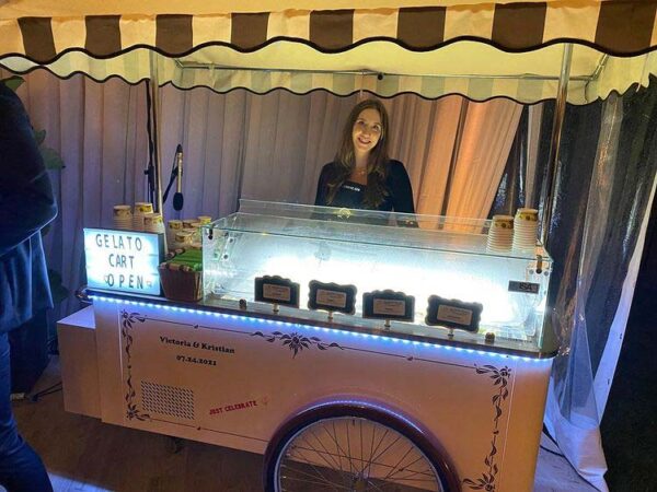 Professional Server with Vintage Gelato Cart