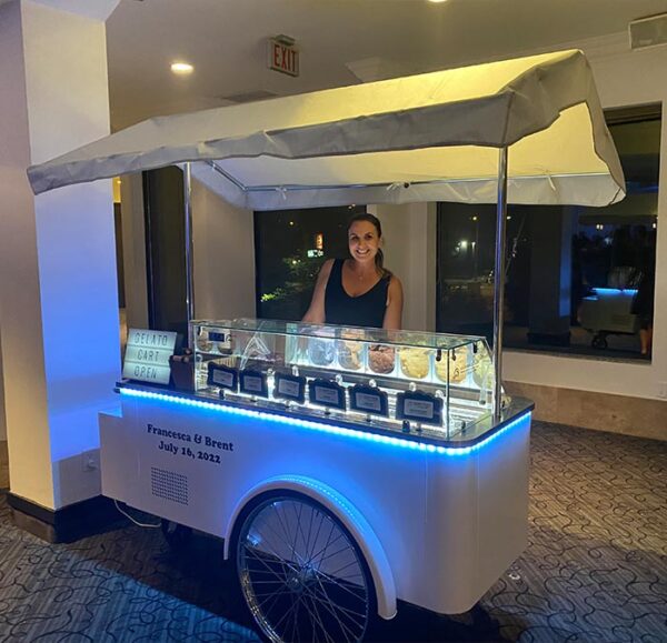 White Vintage Gelato Cart with LED lights
