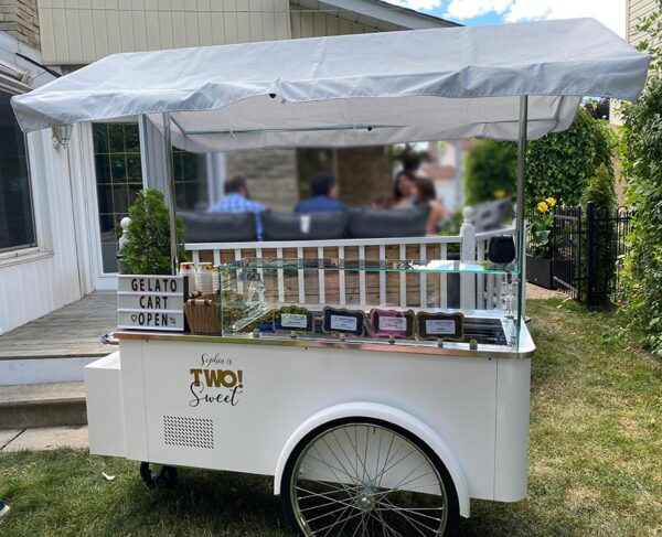 White Gelato Cart at outdoor birthday party